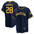 Men's Seattle Mariners City Connect Cool Base Jersey - All Stitched - Navy, Eugenio Suarez