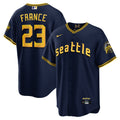 Men's Seattle Mariners City Connect Cool Base Jersey - All Stitched - Navy, Ty France
