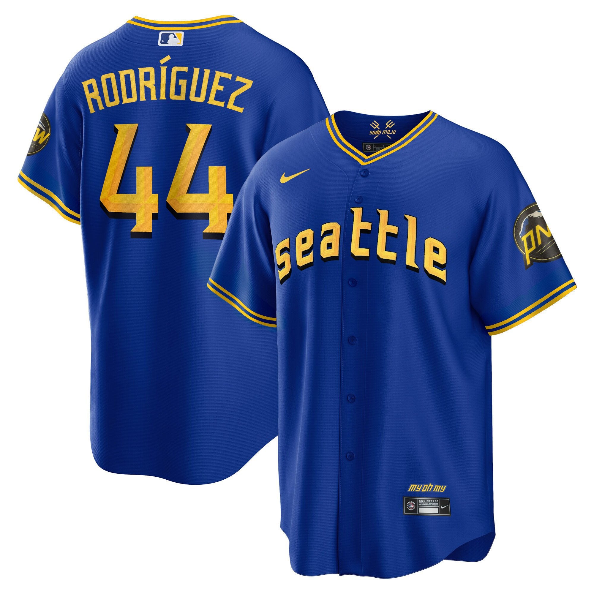 Men's Seattle Mariners City Connect Cool Base Jersey - All Stitched - Royal, Julio Rodríguez
