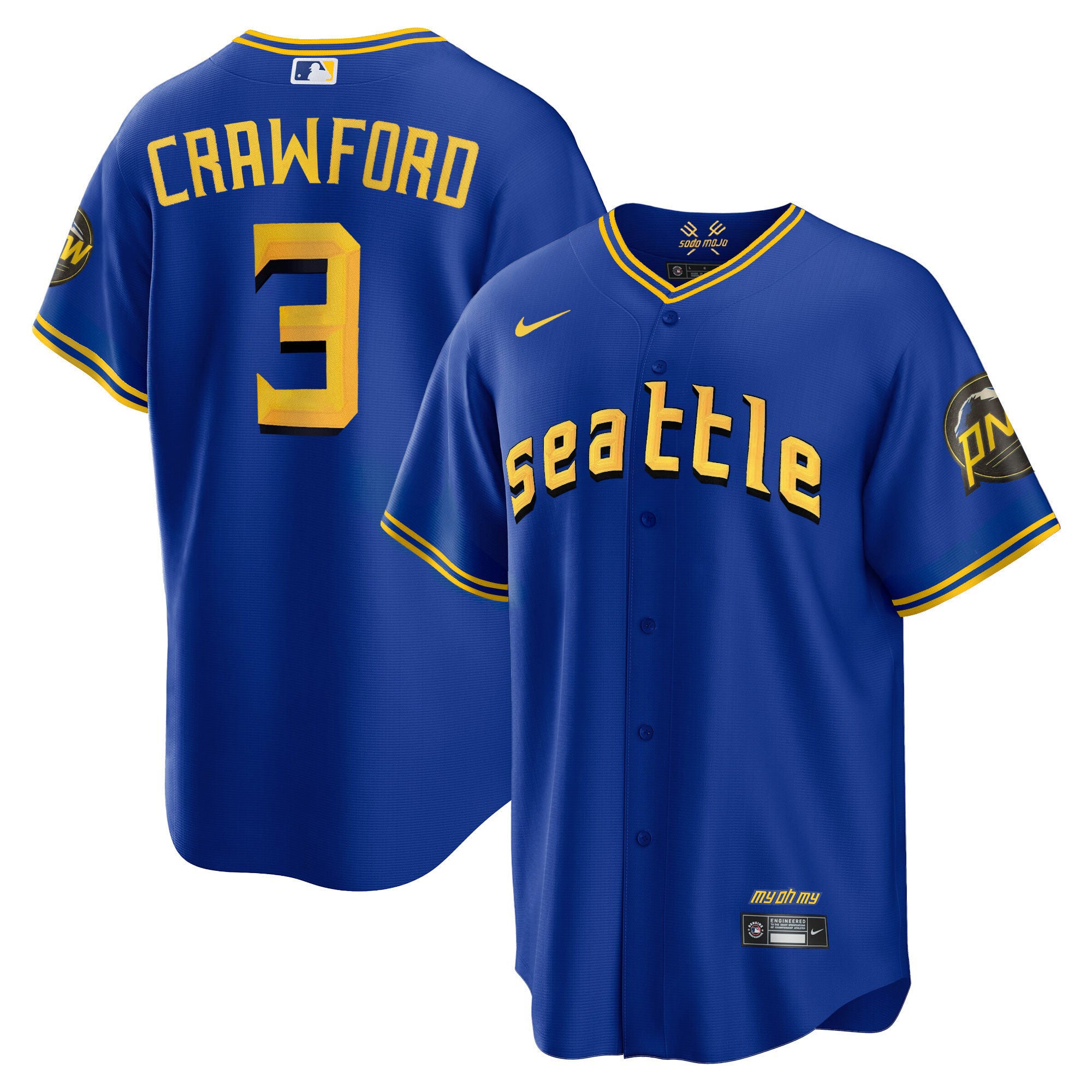 Men's Seattle Mariners City Connect Cool Base Jersey - All Stitched - Royal, J.P. Crawford