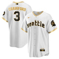 Men's Seattle Mariners City Connect Cool Base Jersey - All Stitched - White Gold, J.P. Crawford