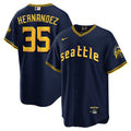 Men's Seattle Mariners City Connect Cool Base Jersey - All Stitched - Navy, Teoscar Hernandez