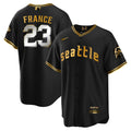 Men's Seattle Mariners City Connect Cool Base Jersey - All Stitched - Black Gold, Ty France