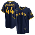 Men's Seattle Mariners City Connect Cool Base Jersey - All Stitched - Navy, Julio Rodríguez