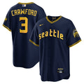 Men's Seattle Mariners City Connect Cool Base Jersey - All Stitched - Navy, J.P. Crawford
