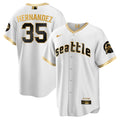Men's Seattle Mariners City Connect Cool Base Jersey - All Stitched - White Gold, Teoscar Hernandez
