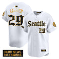 Men's Seattle Mariners 'Deep Sea Gothic Edition' Gold Vapor Premier Limited Jersey - All Stitched - White Gold, Cal Raleigh