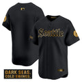 Men's Seattle Mariners 'Deep Sea Gothic Edition' Gold Vapor Premier Limited Jersey - All Stitched - Black Gold, Team