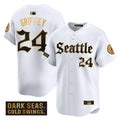 Men's Seattle Mariners 'Deep Sea Gothic Edition' Gold Vapor Premier Limited Jersey - All Stitched - White Gold, Ken Griffey Jr.