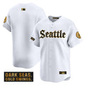 Men's Seattle Mariners 'Deep Sea Gothic Edition' Gold Vapor Premier Limited Jersey - All Stitched - White Gold, Team