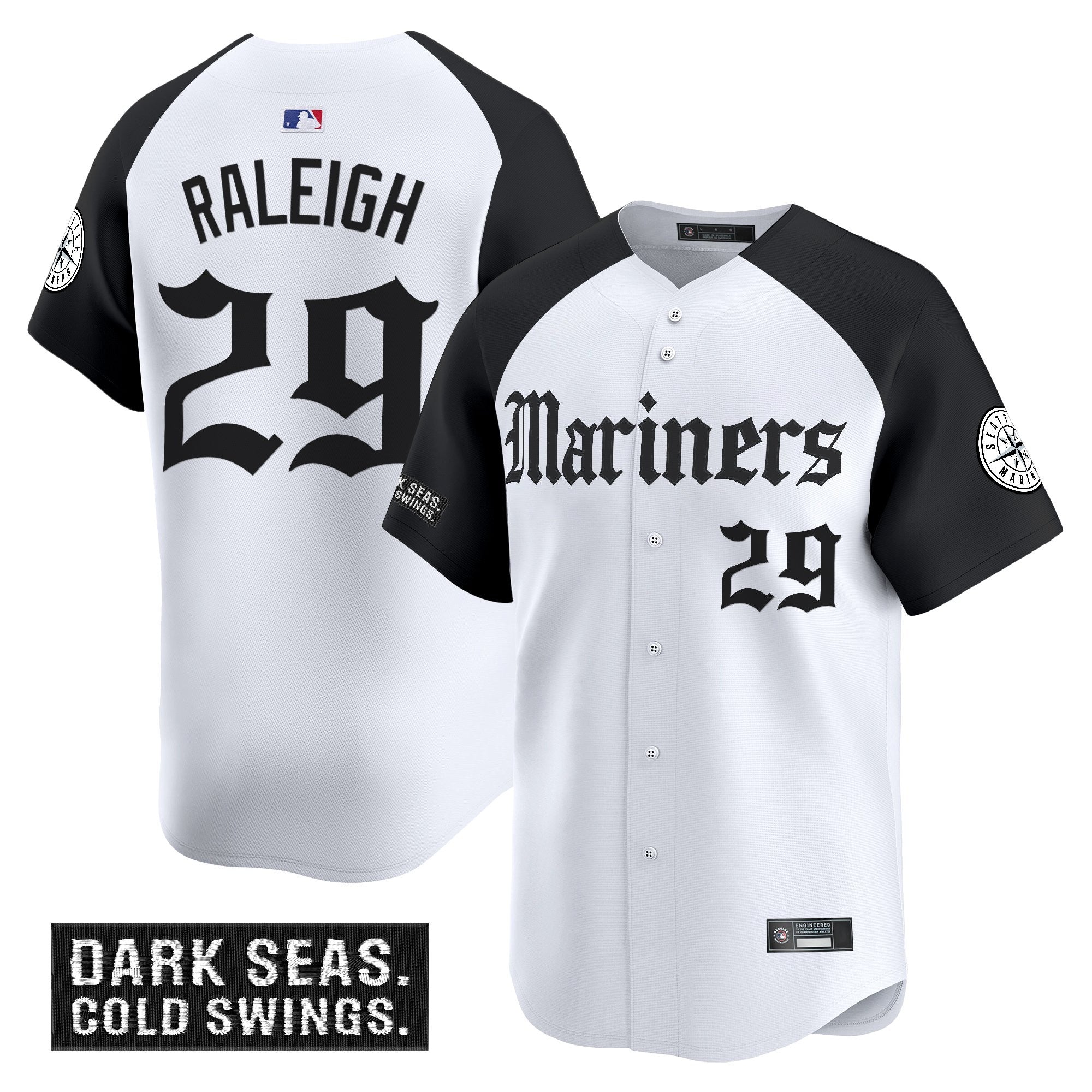 Men's Seattle Mariners 'Deep Sea Gothic Edition' Vapor Premier Limited Jersey V2 - All Stitched - Alternate, Cal Raleigh
