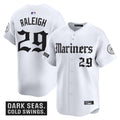Men's Seattle Mariners 'Deep Sea Gothic Edition' Vapor Premier Limited Jersey V2 - All Stitched - White, Cal Raleigh