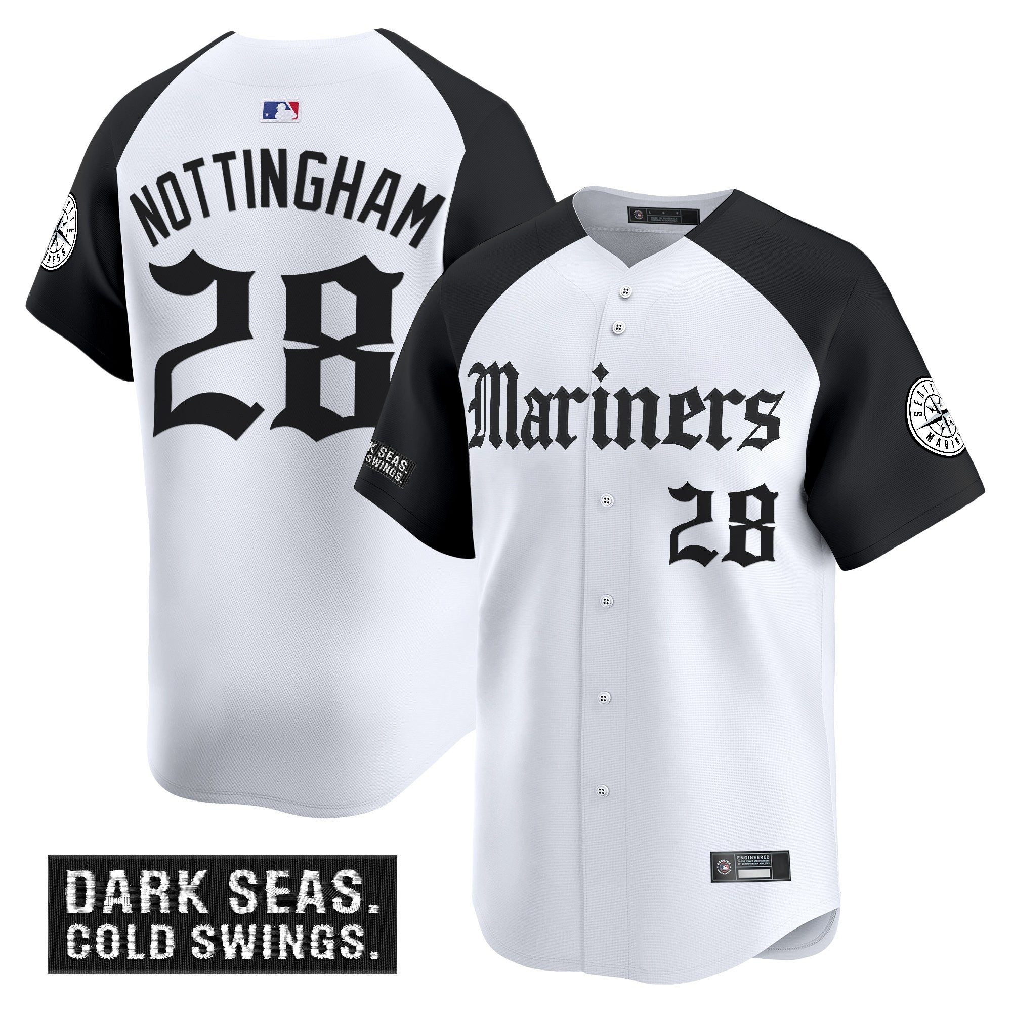 Men's Seattle Mariners 'Deep Sea Gothic Edition' Vapor Premier Limited Jersey V2 - All Stitched - Alternate, Jacob Nottingham