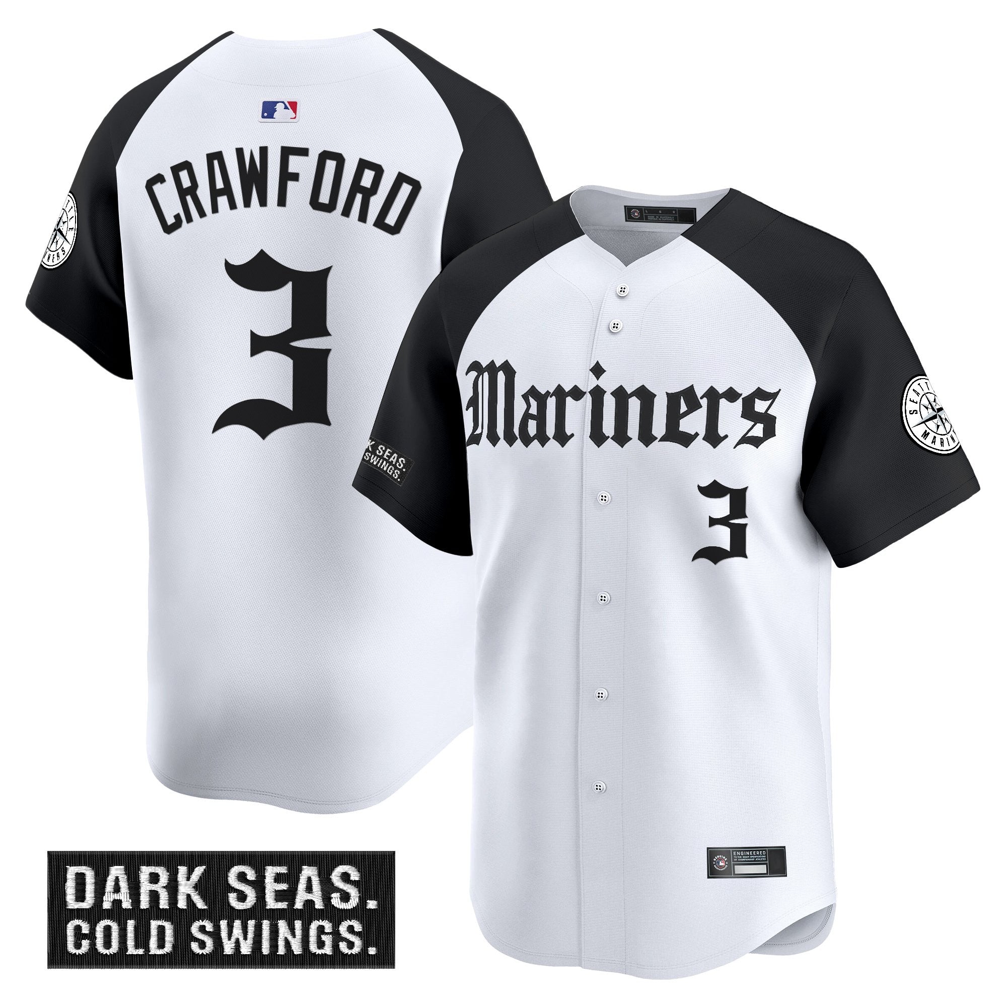 Men's Seattle Mariners 'Deep Sea Gothic Edition' Vapor Premier Limited Jersey V2 - All Stitched - Alternate, J.P. Crawford