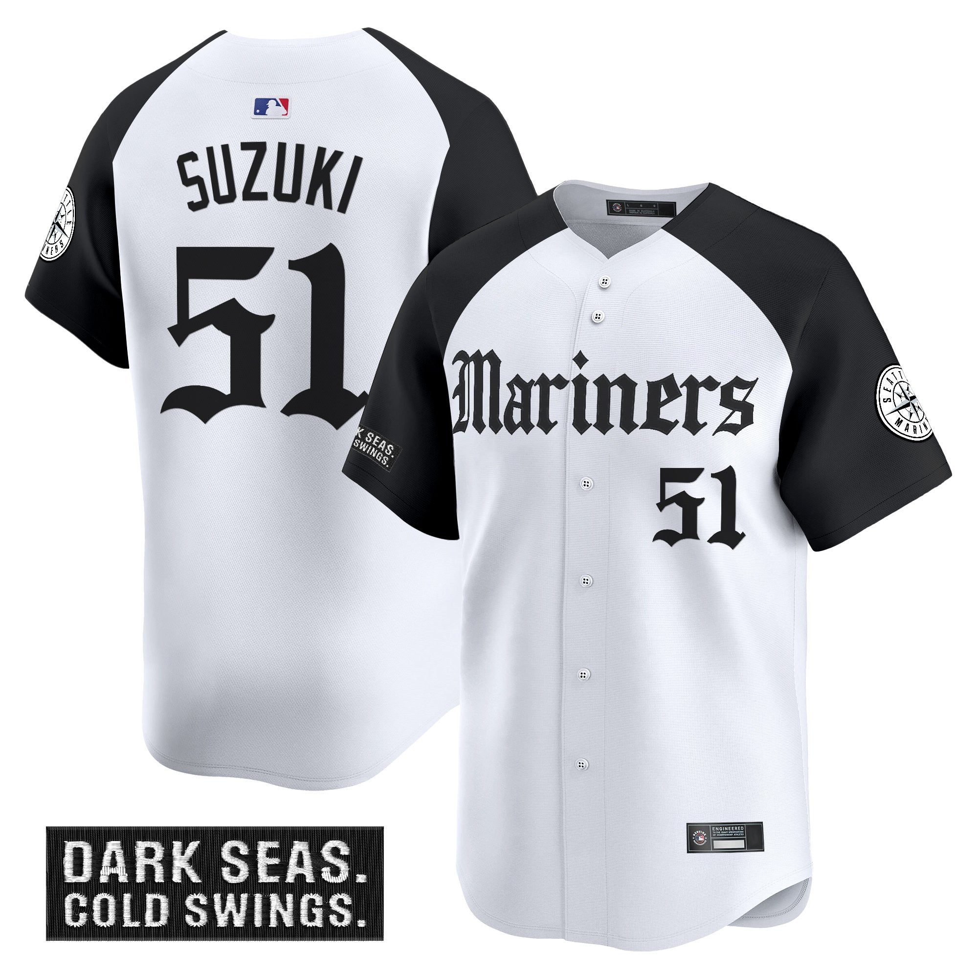 Men's Seattle Mariners 'Deep Sea Gothic Edition' Vapor Premier Limited Jersey V2 - All Stitched - Alternate, Ichiro Suzuki