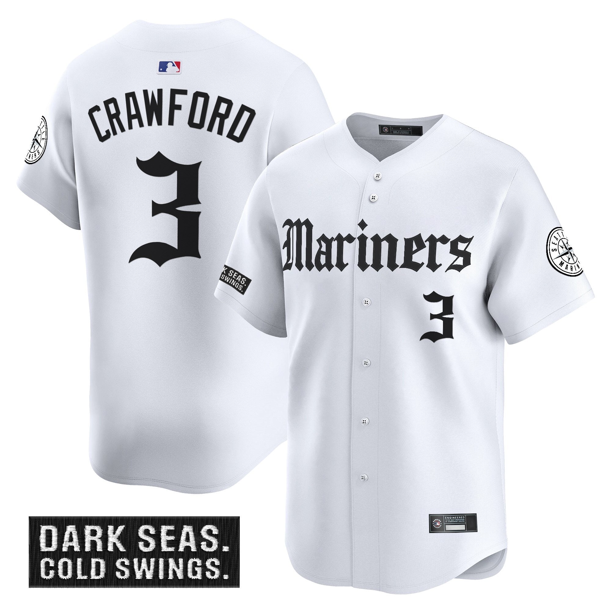 Men's Seattle Mariners 'Deep Sea Gothic Edition' Vapor Premier Limited Jersey V2 - All Stitched - White, J.P. Crawford