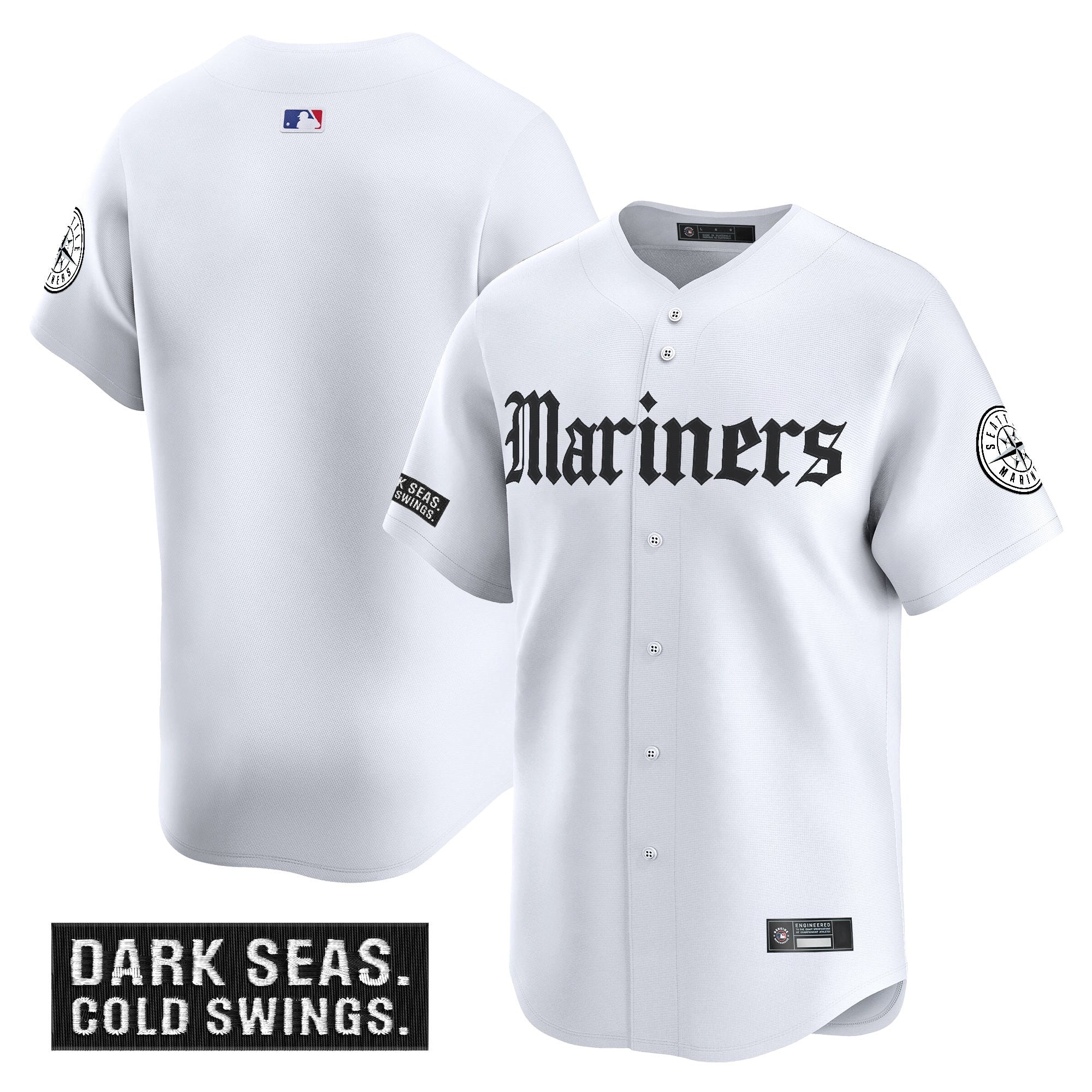 Men's Seattle Mariners 'Deep Sea Gothic Edition' Vapor Premier Limited Jersey V2 - All Stitched - White, Team