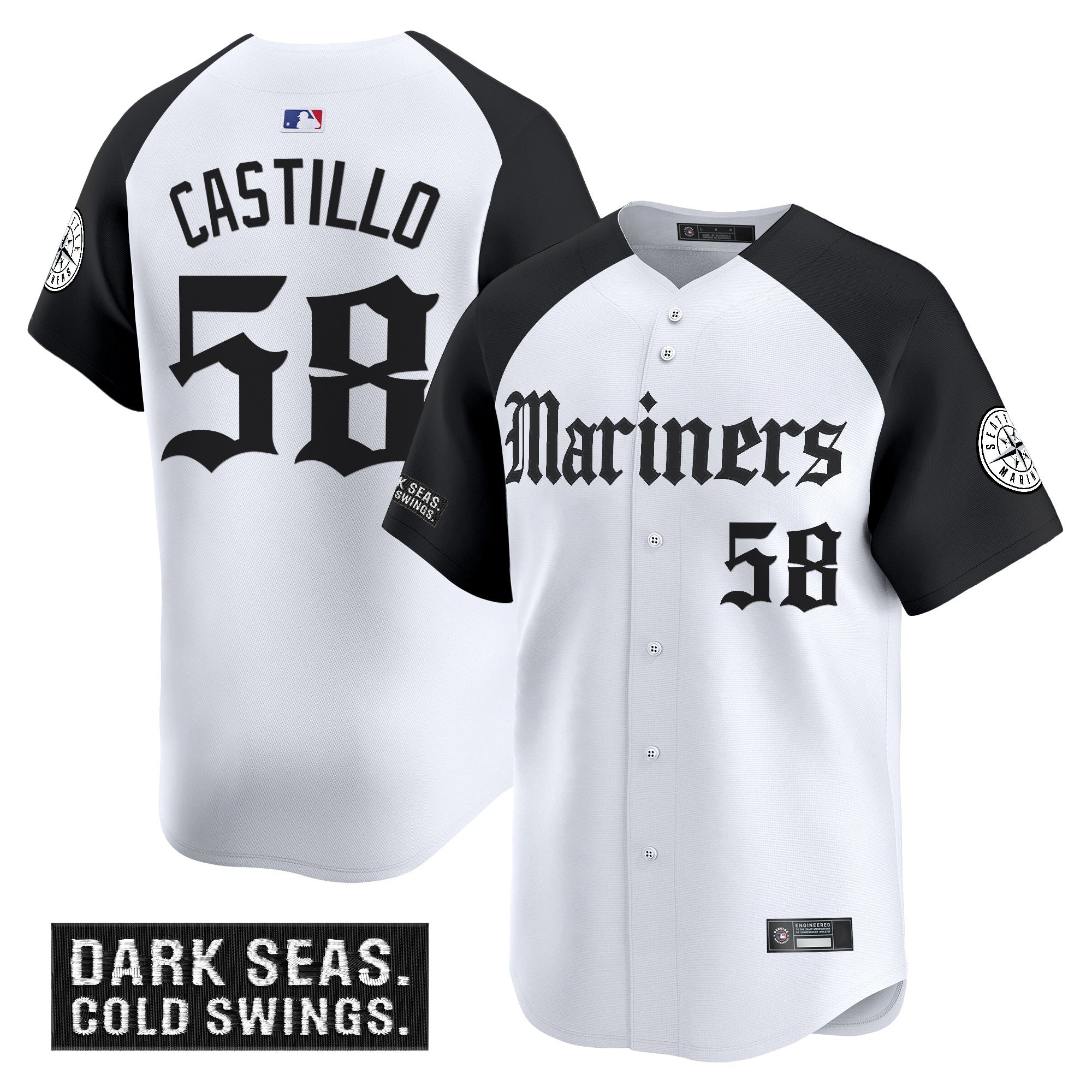 Men's Seattle Mariners 'Deep Sea Gothic Edition' Vapor Premier Limited Jersey V2 - All Stitched - Alternate, Luis Castillo