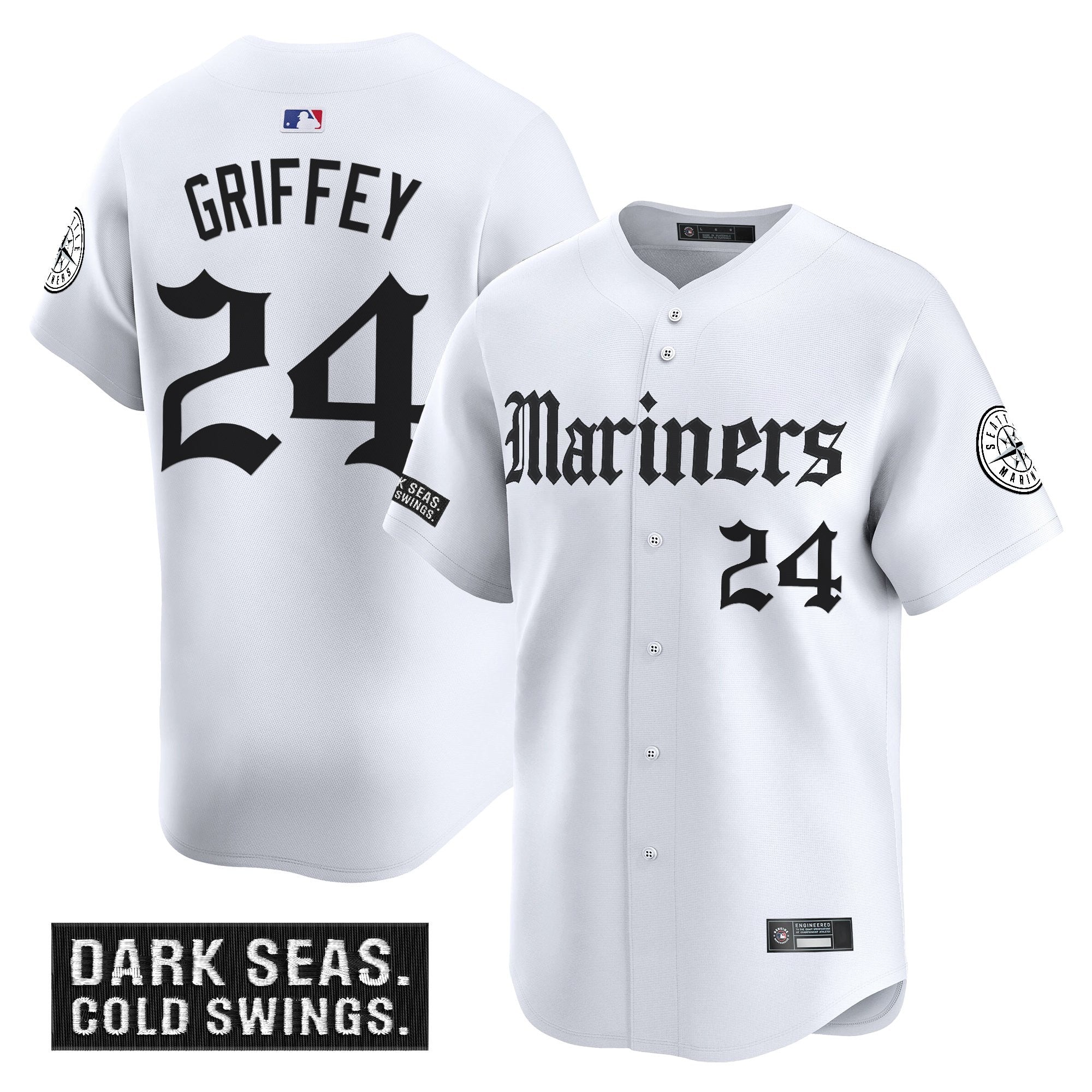 Men's Seattle Mariners 'Deep Sea Gothic Edition' Vapor Premier Limited Jersey V2 - All Stitched - White, Ken Griffey Jr.