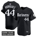 Men's Seattle Mariners 'Deep Sea Gothic Edition' Vapor Premier Limited Jersey V2 - All Stitched - Black, Julio Rodrígue