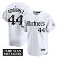 Men's Seattle Mariners 'Deep Sea Gothic Edition' Vapor Premier Limited Jersey V2 - All Stitched - White, Julio Rodrígue