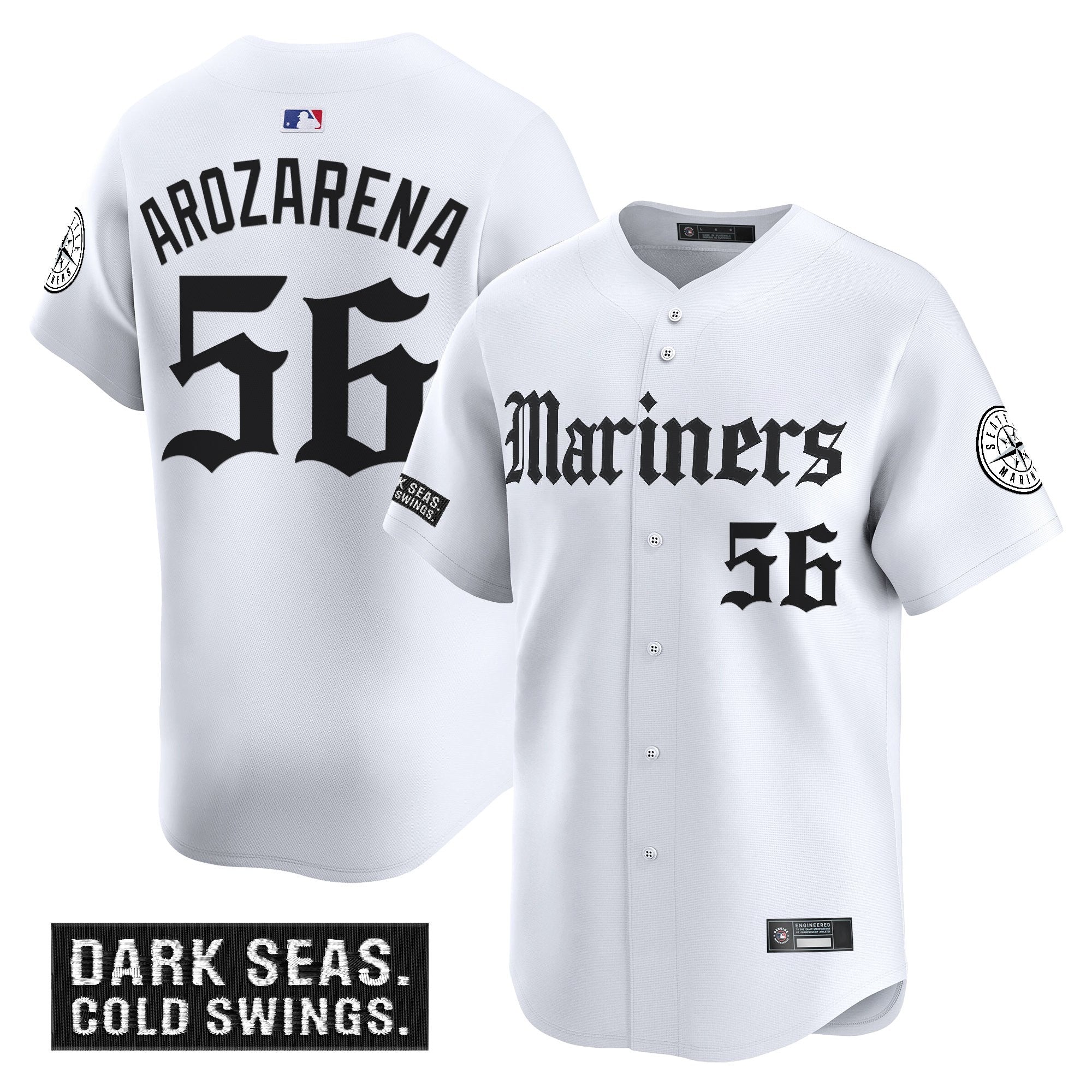 Men's Seattle Mariners 'Deep Sea Gothic Edition' Vapor Premier Limited Jersey V2 - All Stitched - White, Randy Arozarena