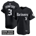 Men's Seattle Mariners 'Deep Sea Gothic Edition' Vapor Premier Limited Jersey V2 - All Stitched - Black, J.P. Crawford