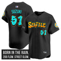 Men's Seattle Mariners 'Graffiti Emerald Drop Edition' Vapor Premier Limited Jersey - All Stitched - Black, Ichiro Suzuki