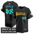 Men's Seattle Mariners 'Graffiti Emerald Drop Edition' Vapor Premier Limited Jersey - All Stitched - Black, Luis Castillo