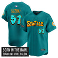 Men's Seattle Mariners 'Graffiti Emerald Drop Edition' Vapor Premier Limited Jersey - All Stitched - Teal, Ichiro Suzuki
