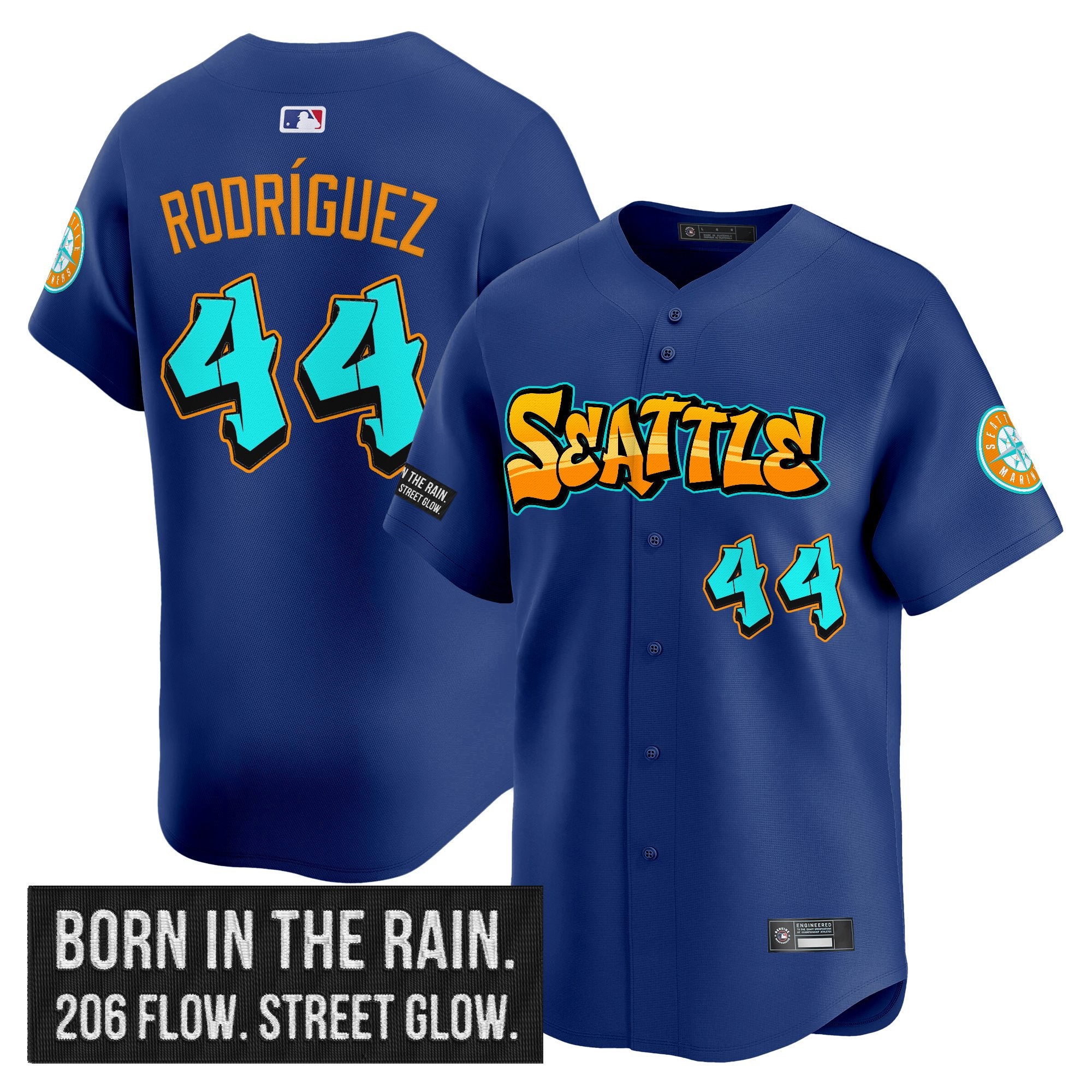 Men's Seattle Mariners 'Graffiti Emerald Drop Edition' Vapor Premier Limited Jersey - All Stitched - Royal, Julio Rodrï¿½guez