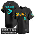 Men's Seattle Mariners 'Graffiti Emerald Drop Edition' Vapor Premier Limited Jersey - All Stitched - Black, J.P. Crawford