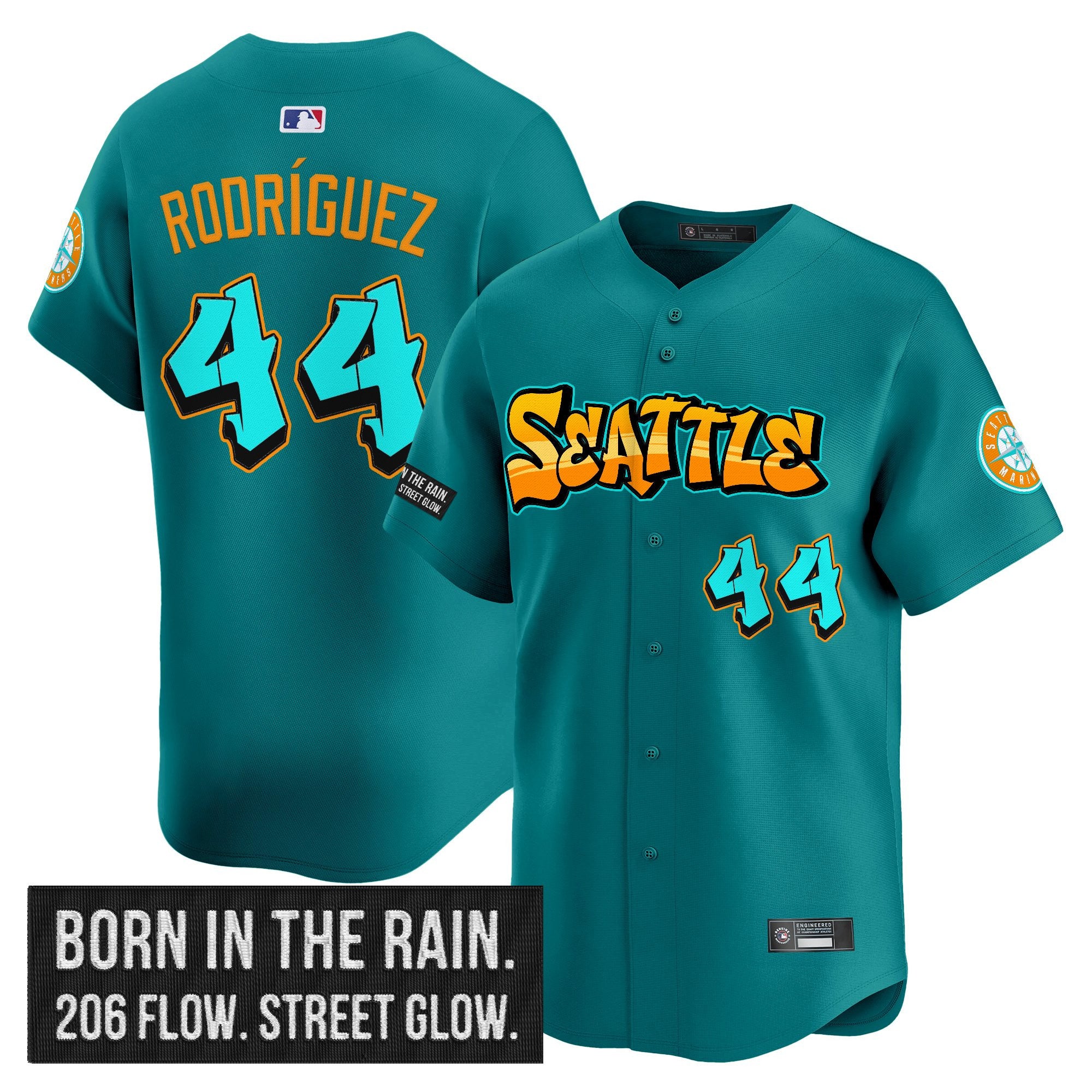 Men's Seattle Mariners 'Graffiti Emerald Drop Edition' Vapor Premier Limited Jersey - All Stitched - Teal, Julio Rodrï¿½guez