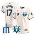 Men's Seattle Mariners Trident Patch Vapor Premier Limited Jersey - All Stitched - Cream, Mitch Haniger