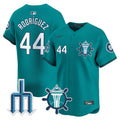 Men's Seattle Mariners Trident Patch Vapor Premier Limited Jersey - All Stitched - Aqua, Julio Rodríguez