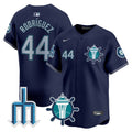 Men's Seattle Mariners Trident Patch Vapor Premier Limited Jersey - All Stitched - Navy, Julio Rodríguez