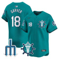 Men's Seattle Mariners Trident Patch Vapor Premier Limited Jersey - All Stitched - Aqua, Mitch Garver