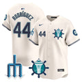 Men's Seattle Mariners Trident Patch Vapor Premier Limited Jersey - All Stitched - Cream, Julio Rodríguez