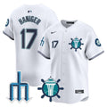 Men's Seattle Mariners Trident Patch Vapor Premier Limited Jersey - All Stitched - White, Mitch Haniger