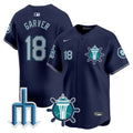 Men's Seattle Mariners Trident Patch Vapor Premier Limited Jersey - All Stitched - Navy, Mitch Garver