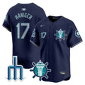 Men's Seattle Mariners Trident Patch Vapor Premier Limited Jersey - All Stitched - Navy, Mitch Haniger