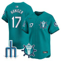 Men's Seattle Mariners Trident Patch Vapor Premier Limited Jersey - All Stitched - Aqua, Mitch Haniger