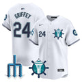 Men's Seattle Mariners Trident Patch Vapor Premier Limited Jersey - All Stitched - White, Ken Griffey Jr.