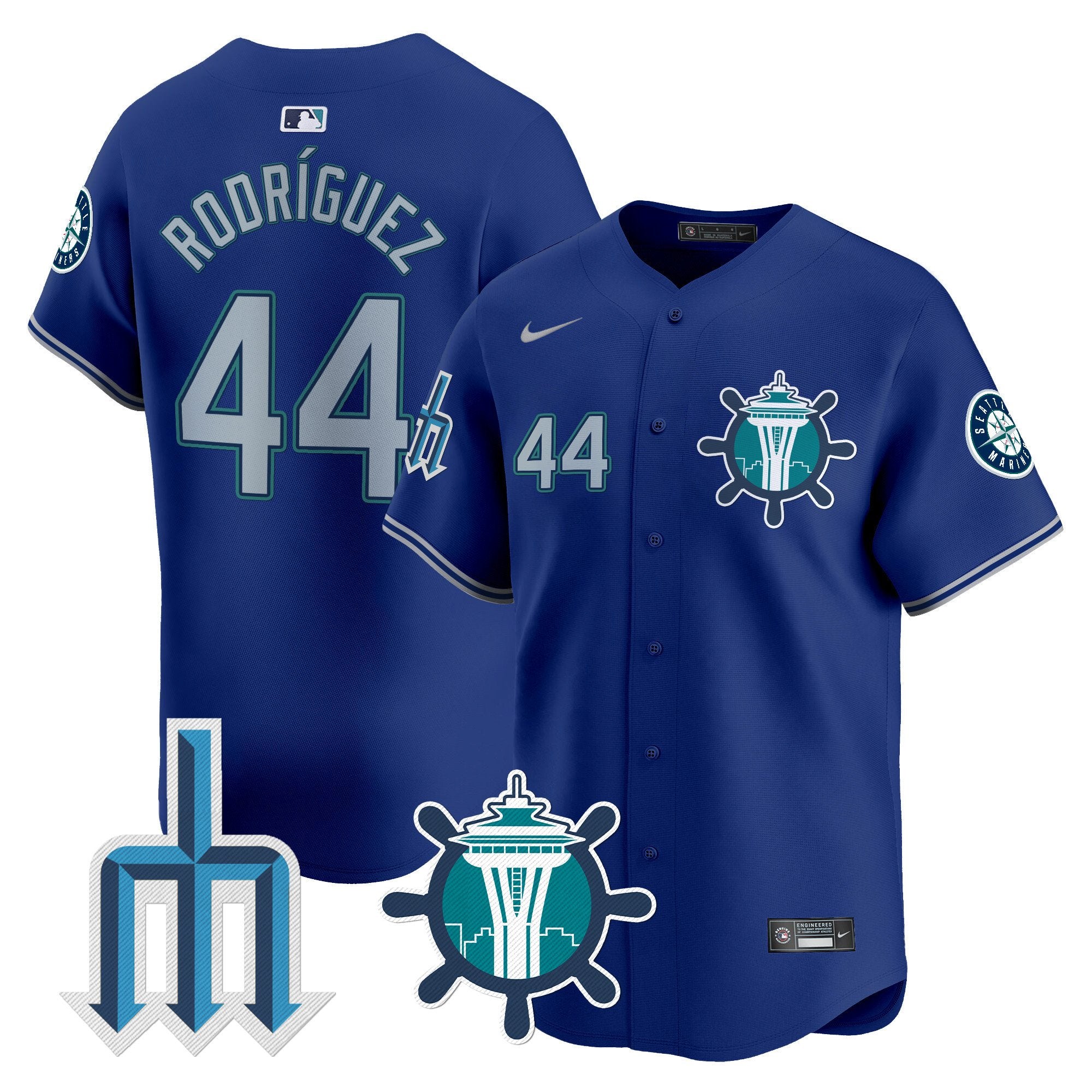 Men's Seattle Mariners Trident Patch Vapor Premier Limited Jersey - All Stitched - Royal, Julio Rodríguez