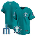 Men's Seattle Mariners Trident Patch Vapor Premier Limited Jersey - All Stitched - Aqua, Team