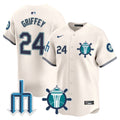 Men's Seattle Mariners Trident Patch Vapor Premier Limited Jersey - All Stitched - Cream, Ken Griffey Jr.