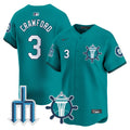Men's Seattle Mariners Trident Patch Vapor Premier Limited Jersey - All Stitched - Aqua, J.P. Crawford