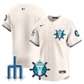 Men's Seattle Mariners Trident Patch Vapor Premier Limited Jersey - All Stitched - Cream, Team