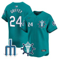 Men's Seattle Mariners Trident Patch Vapor Premier Limited Jersey - All Stitched - Aqua, Ken Griffey Jr.
