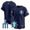 Men's Seattle Mariners Trident Patch Vapor Premier Limited Jersey - All Stitched - Navy, Team